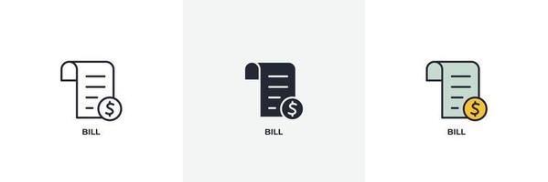 bill icon. Line, solid and filled outline colorful version, outline and filled vector sign. Idea Symbol, logo illustration. Vector graphics