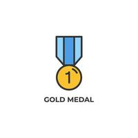 Vector sign of gold medal symbol is isolated on a white background. icon color editable.