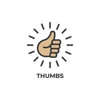 Vector sign of thumbs symbol is isolated on a white background. icon color editable.