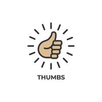 Vector sign of thumbs symbol is isolated on a white background. icon color editable.