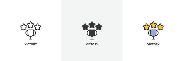 victory icon. Line, solid and filled outline colorful version, outline and filled vector sign. Idea Symbol, logo illustration. Vector graphics