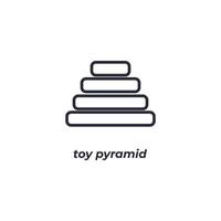 el signo vectorial del símbolo de la pirámide de juguete está aislado en un fondo blanco. color de icono editable. vector