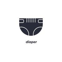 Vector sign of diaper symbol is isolated on a white background. icon color editable.