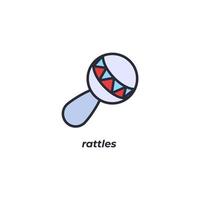 Vector sign of rattles symbol is isolated on a white background. icon color editable.