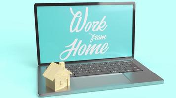 laptop  and text  3d rendering for work from home content. photo