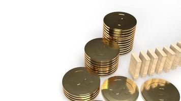 wood domino and gold coin 3d rendering abstract image for business content. photo