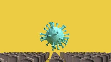 lápida y virus para la representación 3d del contenido del coronavirus. foto