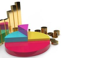 multicoloured pie chart 3d rendering on white background for business content. photo