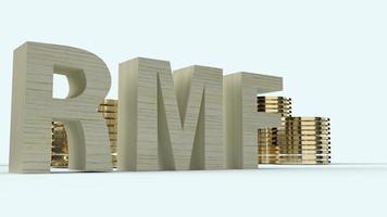 wood text rmf and gold coins 3d rendering for business content. photo
