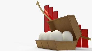 eggs in paper box and chart on white background 3d rendering for food content. photo