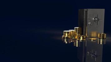 safe box and gold coins in dark background for  security content 3d rendering photo