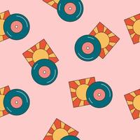 Retro groovy 70s seamless pattern. Flat vector illustration.