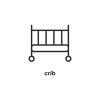 Vector sign of crib symbol is isolated on a white background. icon color editable.