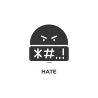 Vector sign of hate symbol is isolated on a white background. icon color editable.