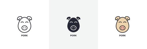 pork icon. Line, solid and filled outline colorful version, outline and filled vector sign. Idea Symbol, logo illustration. Vector graphics