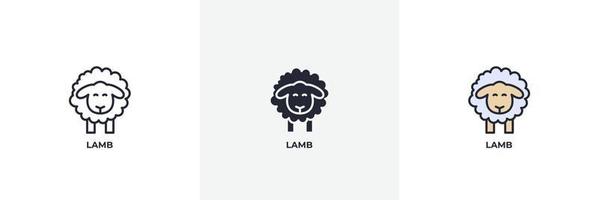 lamb icon. Line, solid and filled outline colorful version, outline and filled vector sign. Idea Symbol, logo illustration. Vector graphics