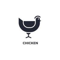Vector sign of chicken symbol is isolated on a white background. icon color editable.