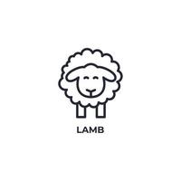 Vector sign of lamb symbol is isolated on a white background. icon color editable.