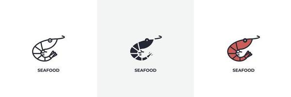 icono de mariscos. línea, contorno sólido y relleno versión en color, contorno y signo de vector relleno. símbolo de idea, ilustración de logotipo. gráficos vectoriales