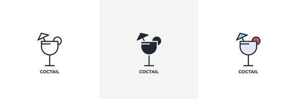 coctail icon. Line, solid and filled outline colorful version, outline and filled vector sign. Idea Symbol, logo illustration. Vector graphics