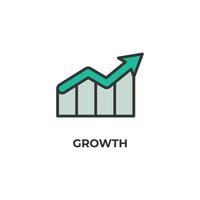 Vector sign of growth symbol is isolated on a white background. icon color editable.