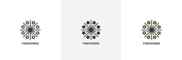 fireworks icon. Line, solid and filled outline colorful version, outline and filled vector sign. Idea Symbol, logo illustration. Vector graphics