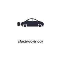 Vector sign of clockwork car symbol is isolated on a white background. icon color editable.