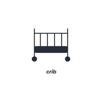 Vector sign of crib symbol is isolated on a white background. icon color editable.