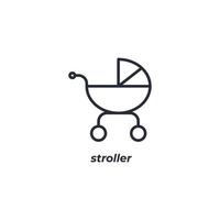 Vector sign of stroller symbol is isolated on a white background. icon color editable.