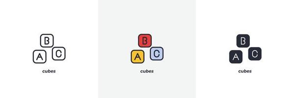 cubes icon. Line, solid and filled outline colorful version, outline and filled vector sign. Idea Symbol, logo illustration. Vector graphics