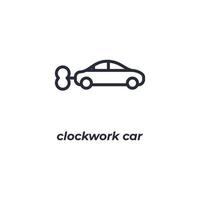 Vector sign of clockwork car symbol is isolated on a white background. icon color editable.