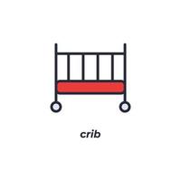 Vector sign of crib symbol is isolated on a white background. icon color editable.
