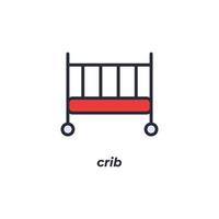 Vector sign of crib symbol is isolated on a white background. icon color editable.