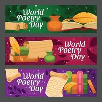 conjunto de banner del día mundial de la poesía vector