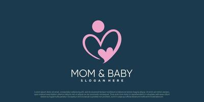 Mom and baby logo design vector with creative unique concept