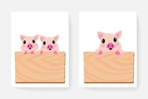 lindos animales en rancho, pancartas y pancartas en diseño de granjas para pancarta, diseño, informe anual, web, volante, folleto, anuncio. vector