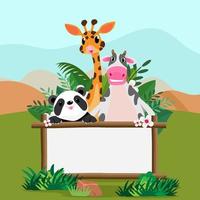 Cute animals in Zoo, Placards and banner in zoos Design for banner, layout, annual report, web, flyer, brochure, ad. vector