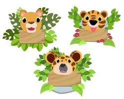 lindos animales en el zoológico, pancartas y pancartas en el diseño de zoológicos para pancarta, diseño, informe anual, web, volante, folleto, anuncio. vector