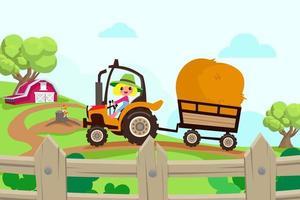 Cute animals in ranch, Farm and agriculture. illustrations of village life and objects Design for banner, layout, annual report, web, flyer, brochure, ad. vector