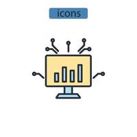 los iconos de inferencia causal simbolizan los elementos vectoriales para la web infográfica vector