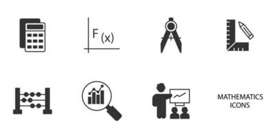 conjunto de iconos de matemáticas. elementos de vector de símbolo de paquete de matemáticas para web de infografía