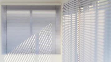 White Venetian blinds with sunlight and shadow. Window blinds. 3d rendering. photo