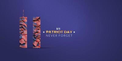 9 11 día conmemorativo 11 de septiembre día del patriota nyc world trade center. nunca olvidaremos, los ataques terroristas del 11 de septiembre. centro de comercio mundial con bandera dentro