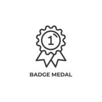 Vector sign of badge medal symbol is isolated on a white background. icon color editable.