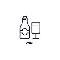 el signo vectorial del símbolo del vino está aislado en un fondo blanco. color de icono editable. vector