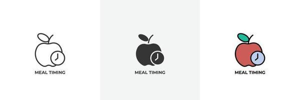 icono de tiempo de comida. línea, contorno sólido y relleno versión en color, contorno y signo de vector relleno. símbolo de idea, ilustración de logotipo. gráficos vectoriales