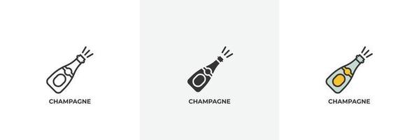 champagne icon. Line, solid and filled outline colorful version, outline and filled vector sign. Idea Symbol, logo illustration. Vector graphics