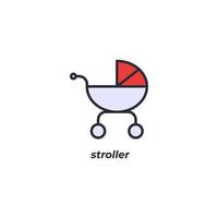 Vector sign of stroller symbol is isolated on a white background. icon color editable.