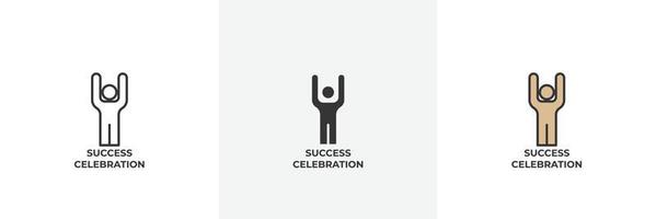 success celebration icon. Line, solid and filled outline colorful version, outline and filled vector sign. Idea Symbol, logo illustration. Vector graphics