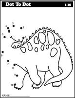 Funny cartoon dinosaur. Dot to dot game for kids, Numbers Worksheet. vector